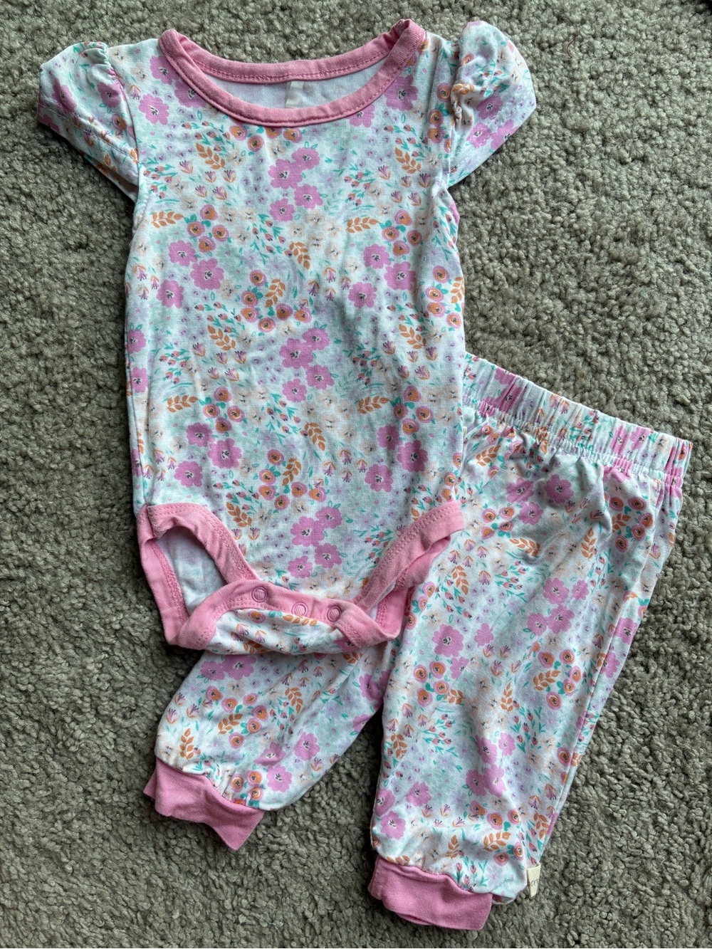 Milkberry Bamboo Pink Floral Baby Bodysuit 0-3M
